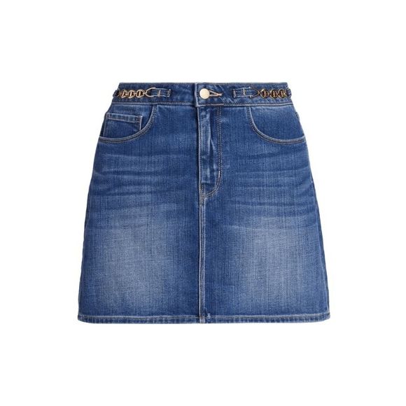 L'Agence Arlene Gold Chain Blue Denim Mini Skirt‎ Size 31 Women's New - Picture 1 of 8